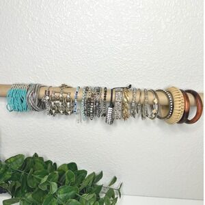 Lot of 25 Bracelet Set Mixed Metals‎ Beads Wood Bangles Stackable Statement